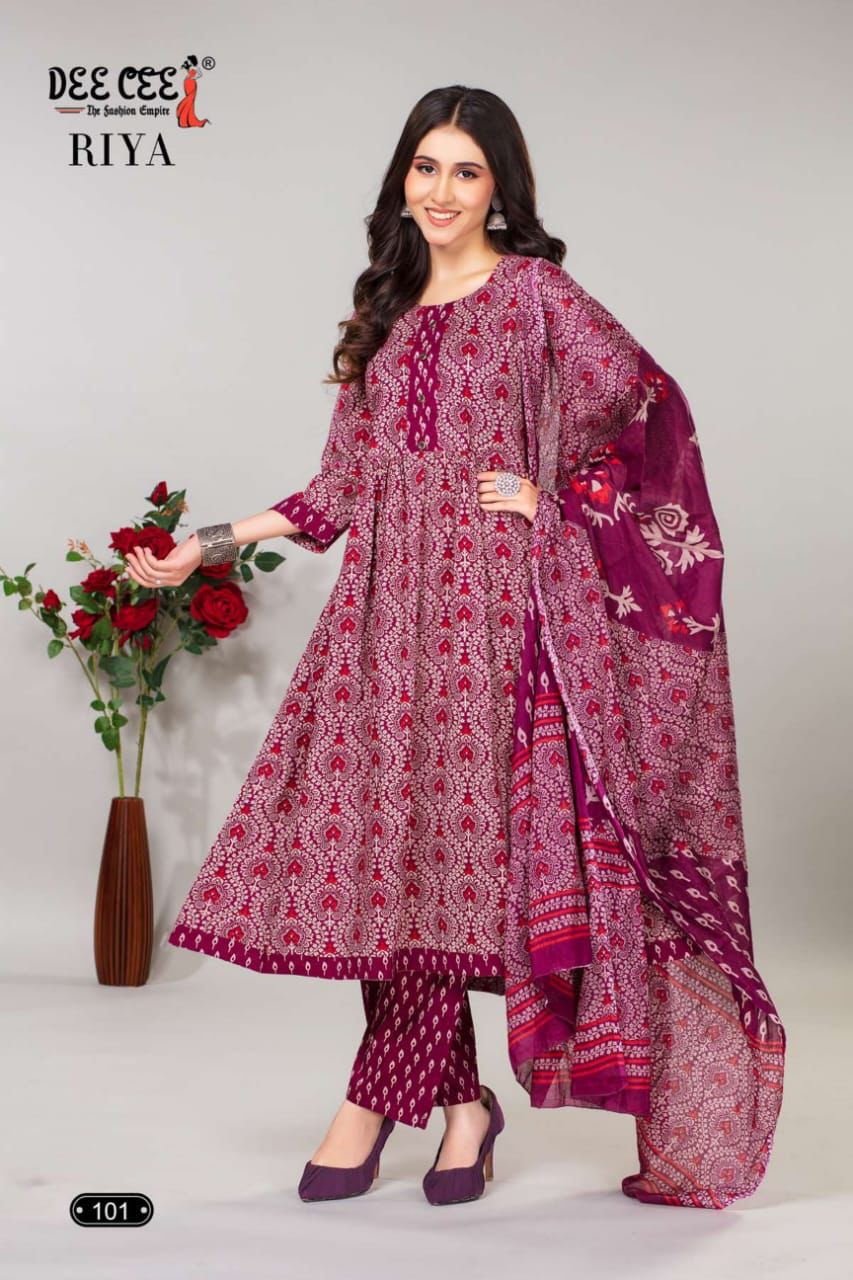 Riya By Dee Cee Cotton Flaired Printed Kurti Bottom With Dupatta Wholesale Market In Surat With Price

